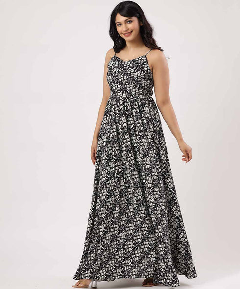 Strappy Detailed Printed Maxi